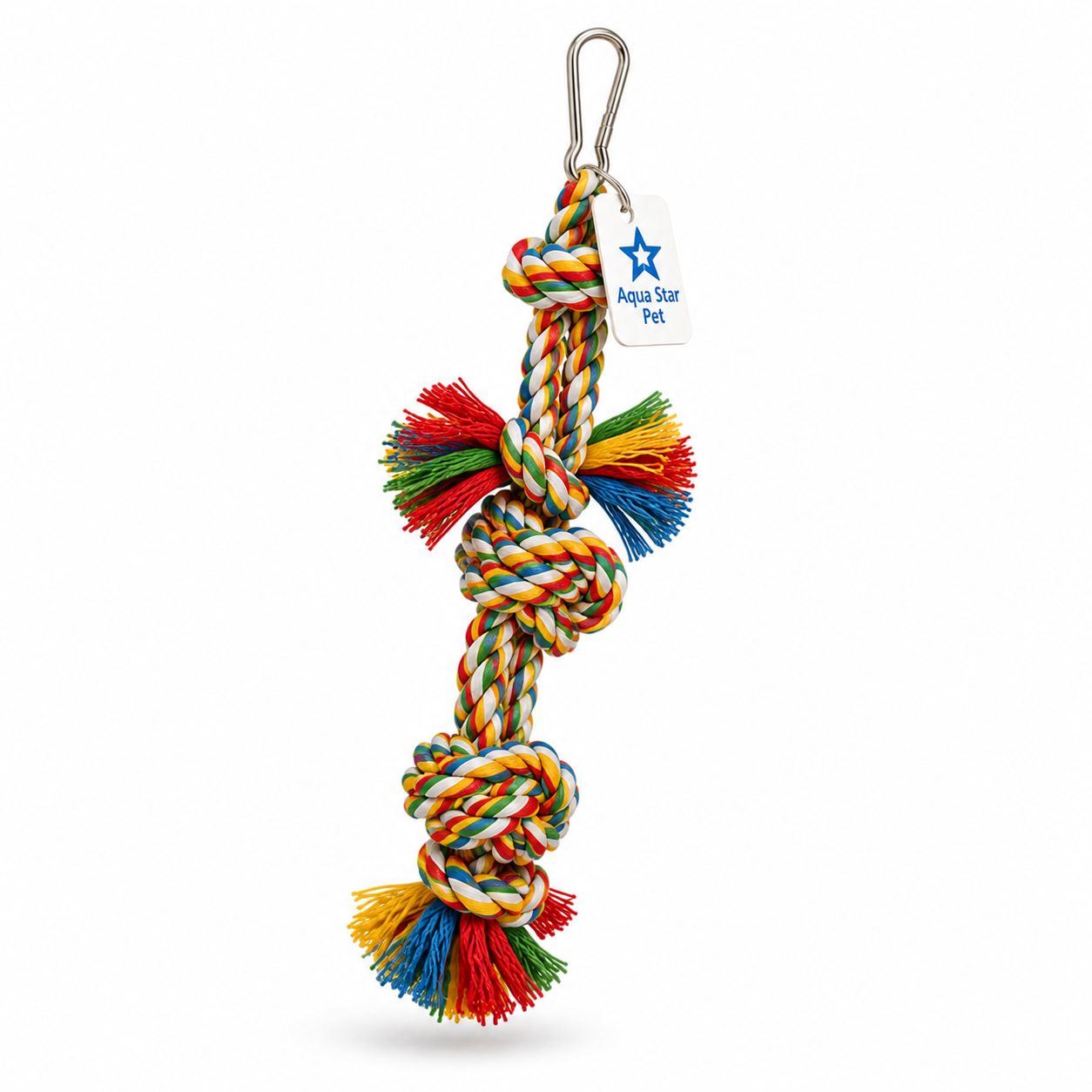 Aqua Star Pet Colorful Rope Knot Bird Toy Hanging Chew Toy for Parrots Budgies Cockatiels Cage Toy - Image 4