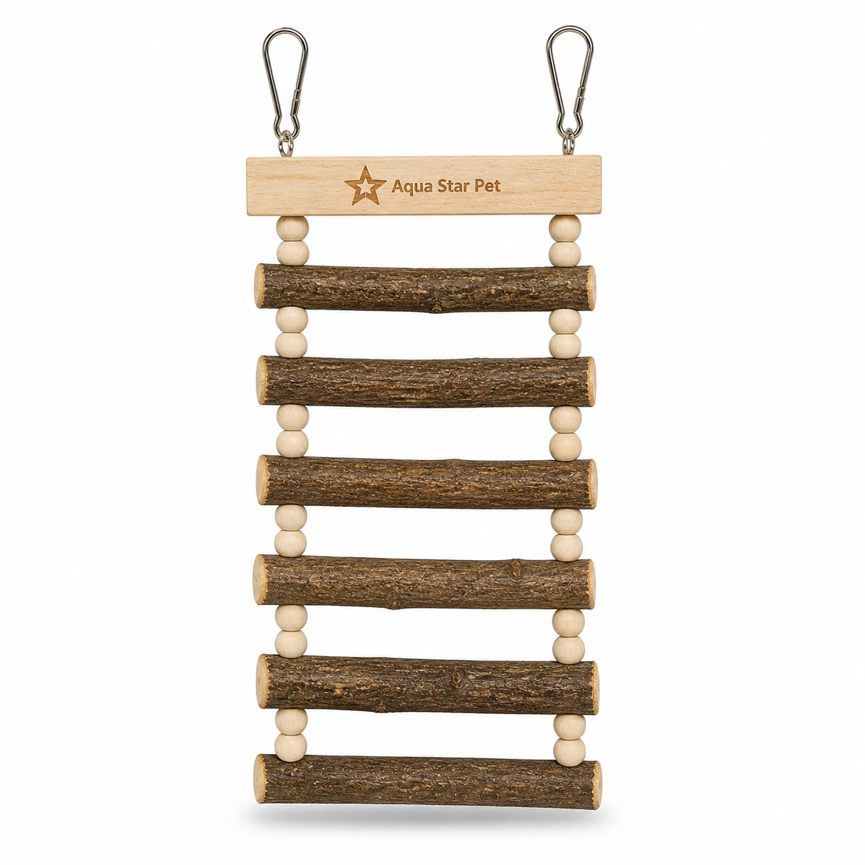 Aqua Star Pet Wooden Bird Ladder Toy Hanging Climbing Ladder for Parrots Budgies Cockatiels Cage Accessory