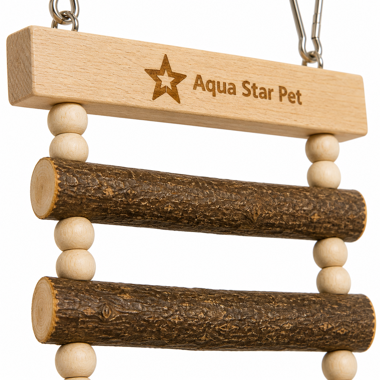 Aqua Star Pet Wooden Bird Ladder Toy Hanging Climbing Ladder for Parrots Budgies Cockatiels Cage Accessory - Image 3
