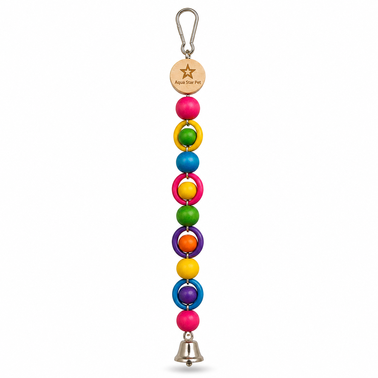 Aqua Star Pet Colorful Bead Bird Toy with Bell Hanging Cage Toy for Parrots Budgies Cockatiels